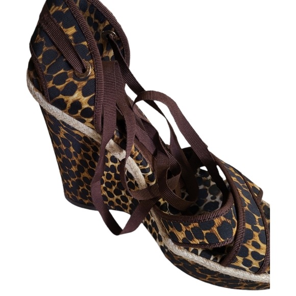 ❤ D&G DOLCE & GABBANA vestiaire collection Leopard  Wedge Platform Sandals - Picture 8 of 16